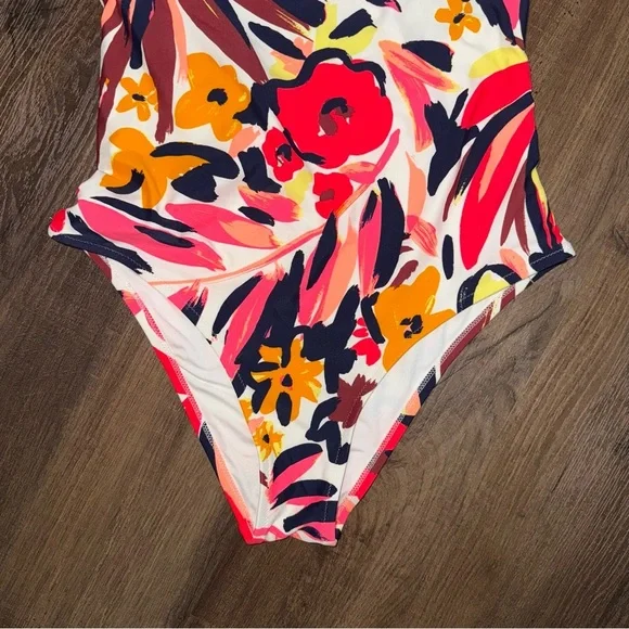 American Eagle Aerie Like New Floral Warm Tone One Piece Swimsuit - Picture 3 of 6